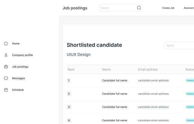 Candidate database interface