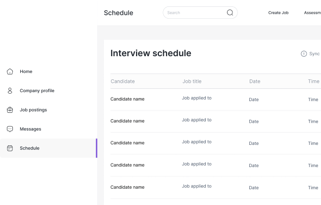 Interview scheduling dashboard